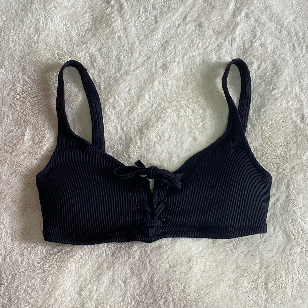 Black Ribbed Bikini Top
